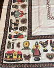Vintage Pennsylvania Dutch Folk Art Table Cloth Country Square Linen