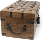 Treasure Chest Wooden Box With Antique Iron Lock And Skeleton Key  large 14 5x8x