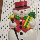 Two Vintage Christmas Molded Plastic Santa Snowman Wall Hanging New Old Stock 