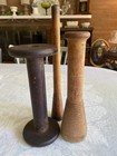 Lot 3 Vintage Wooden Thread Spools Industrial Spindle Bobbin Primitive Large