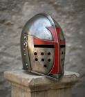 Medieval Crusader Helmet   Knight Templar Red Cross Armor   Wearable Steel Larp