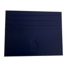 Polo Ralph Lauren Mens Leather Card Holder Wallet Royal Blue Gold Logo New Box