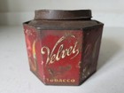Htf Antique 1910-20 Velvet Smoking Tobacco Octagonal Tobacco Embossed Canister