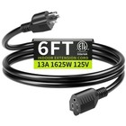 16 3 Black Extension Cord 6 Ft Indoor Short Heavy Duty 3 Prong Power Cable