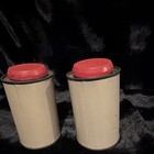 Vintage Metal Floral Salt   Pepper Shakers Set 2pc Beige red green Red Lids