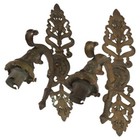 Pair Of Antique French Bronze Foliate Form Single Light Wall Sconces C1920