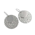 925 Sterling Silver Hammered Double Disc Dangle Earrings Handmade Gift D23