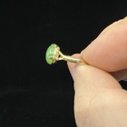 Vintage 10k Yellow Gold Filled Green Jade Oval Cabochon Prong Set Ring Size 6 75