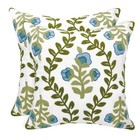  Floral Embroidered Spring Decorative Throw Pillow 18  X 18   pack Of 2  Blue