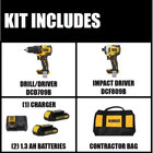 Atomic 20v Max Cordless Brushless Hammer Drill impact 2 Tool Combo Kit With  2 