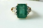 14k Yellow Gold Fn Lab-created 3ct Colombian Emerald   Diamond Vintage Ring Gift