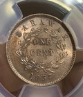 1937 Sarawak Malaysia One Cent Copper Coin Pcgs Unc