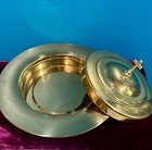 2-pc Communion  Tray And Cover  Sudbury Brass  Brasstone stainless Euc