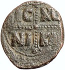 Jesus Christ Class C Anonymous Ancient Old Byzantine Follis Coin Cross I102264
