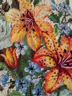 Vtg Needlepoint   Petit Point Floral Canvas  Almost Completed   No Extra Yarn