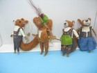 Roost Needle Felted Artist Wired Miniature Woodland Squirrels Ornaments Lot Of 4