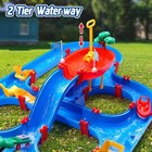 2-tier Water Table For Toddlers In Summer 100pcs Diy Waterways Playset With Pump