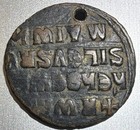 Ancient Byzantine Bronze Coin  Pierced holed  Cross   Legend Reverse  Cleaned