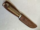 Vintage Queen Steel 6    Stag Handle Fixed Blade Knife W leather Sheath