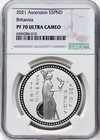 Ngc Pf 70  2021 Britannia Ascension Island Coin Great Britain 1 Oz Silver Proof