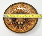 Vintage Jane Glass Signed Enamel copper Trinket Bowl Dish Orange Brown Burst Mcm