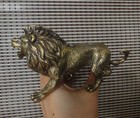 Large Solid Brass Lion Figurine Vintage Bronze Color Statue For Home Decor