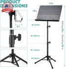 Vekkia Professional Portable Sheet Music Stand - Folding Adjustable Holder  With
