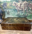 Vintage Mele Gold Velvet Lined Jewelry Keepsake Trinket Hinged Casket Box Japan 