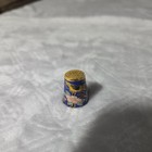 Blue Cloisonne Enamel Sewing Thimble Bird   Flower Design Gold Tone Top
