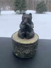 Black Bear On A Stump Two Piece  Trinket Box