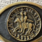Vintage Masonic Knights Templar Seal Brass Belt Buckle Jj