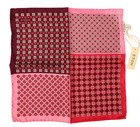 Nwt Eton Satin Pink Brown   Red Geometric Print Silk Pocket Square Italy 13 