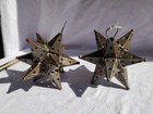 Vintage Punched Metal Moravian Star Lanterns   Candle Holders - Set Of 2 