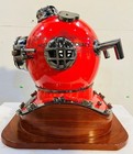 Vintage Red Scuba Diver Diving Helmet Us Navy Mark V Diving Helmet With Base