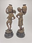 Pair Of Antique French Victorian  Spelter Figurine Statues Signed H Tremo