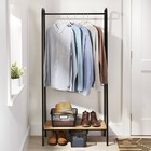 Single Shelf Garment Rack Black Metal With Natural Wood - Brightroom
