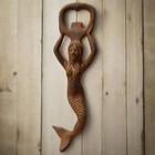 Mermaid Cast Iron Bottle Opener With Antique Finish  7  Long 