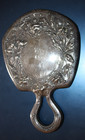 Sterling Silver Repousse Art Nouveau Hand Mirror Floral Poppy Hallmarked   C 973