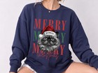 Custom Vintage Christmas Santa Dog Cat Photo Sweatshirt Personalized Holiday