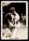 Romanic Couple Kissing Shirtless Man Dips Woman Old vintage Photo- Aa173