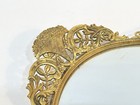 Vintage Mid Century Hollywood Regency Mirrored Floral Brass Dresser Vanity Tray