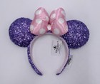 Disney Parks Minnie Ears Disneyland Pink Polka Dot Purple Sequin Headband 2021