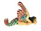 Flying Mermaid Goddess Mobile Demon Chaser Guardian Carved Balinese Art Teal 15 