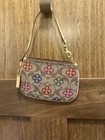 Coach Signature Multicolor Floral Zip Wristlet Pouch Small Red Lining
