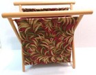 Foldable Fabric Wood Caddy Tote Sewing Knitting Embroidery 16 x12 x7 