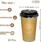 12 Oz Disposable Coffee Cups With Lids 25 Pack to Go Paper Coffee Cups For Hot  
