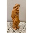 Vintage Wood Carving Fisherman Figurine From Denmark Hand Carved textured 8 25 