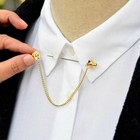 Men Silver Gold Shirt Collar Clip Bar Lapel Pin Chain Tie Brooch Necktie Stick