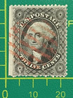 Us Stamp 1857  Sc A16   36  Red Ink Cancel  With Repair Of One Corner  Used