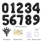 40 Inch Large Black Number Balloons Crown Big Black Digit Foil Mylar Balloons   